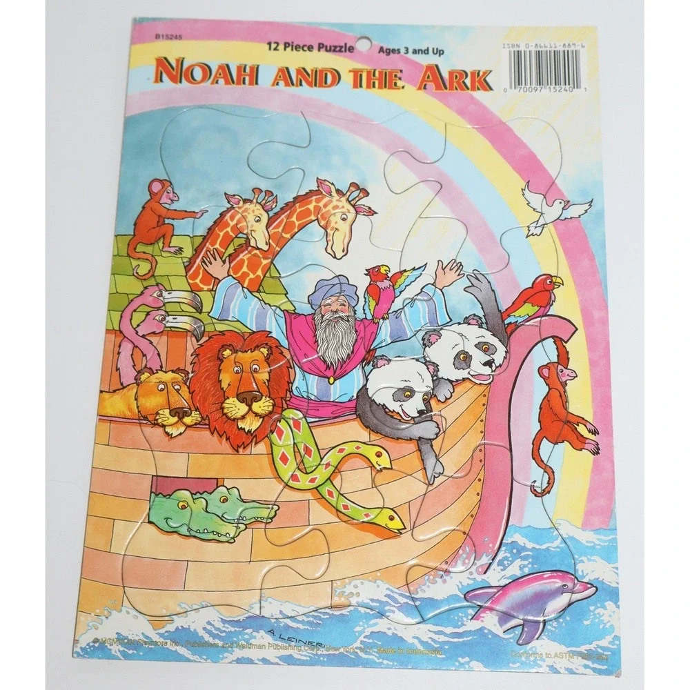 Vintage Noah and the Ark 12 Piece Cardboard Tray Puzzle 1999 Playmore Inc B15245
